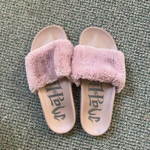 Fuzzy Pink Slide Sandals